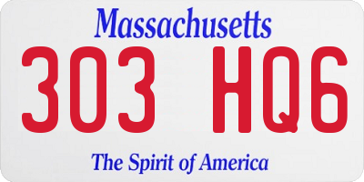 MA license plate 303HQ6