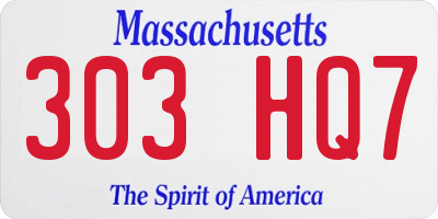 MA license plate 303HQ7