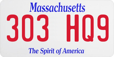 MA license plate 303HQ9