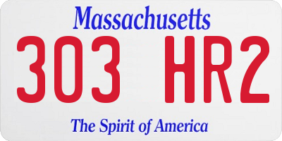 MA license plate 303HR2
