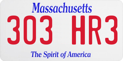 MA license plate 303HR3