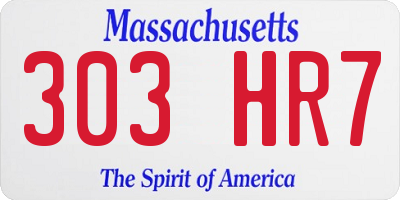 MA license plate 303HR7