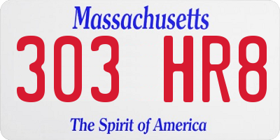 MA license plate 303HR8