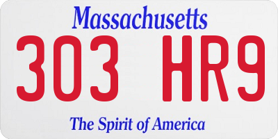 MA license plate 303HR9