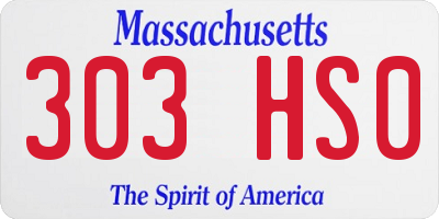 MA license plate 303HS0