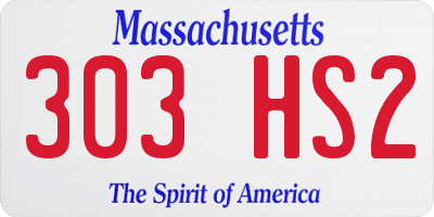 MA license plate 303HS2