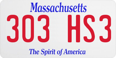 MA license plate 303HS3