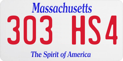 MA license plate 303HS4