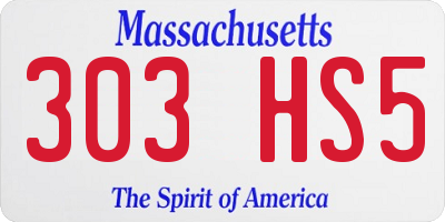 MA license plate 303HS5