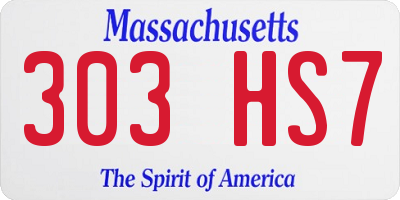 MA license plate 303HS7
