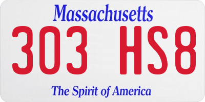 MA license plate 303HS8