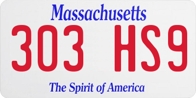 MA license plate 303HS9