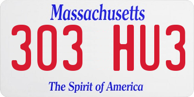 MA license plate 303HU3