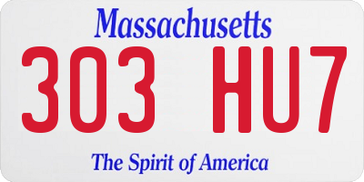 MA license plate 303HU7