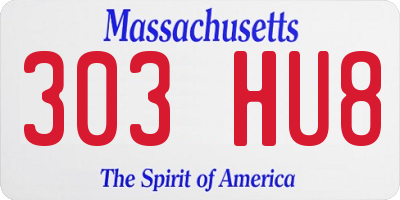 MA license plate 303HU8