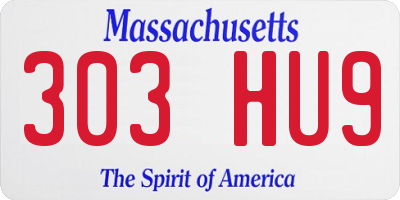 MA license plate 303HU9