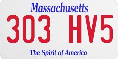 MA license plate 303HV5