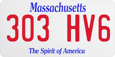 MA license plate 303HV6