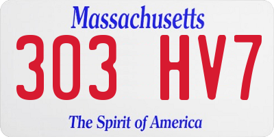 MA license plate 303HV7