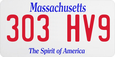 MA license plate 303HV9