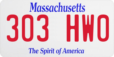 MA license plate 303HW0