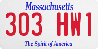 MA license plate 303HW1
