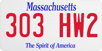 MA license plate 303HW2