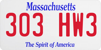 MA license plate 303HW3