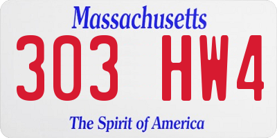 MA license plate 303HW4