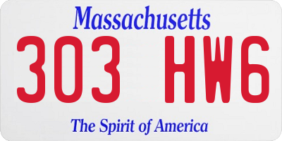 MA license plate 303HW6
