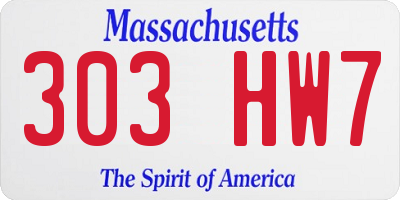 MA license plate 303HW7