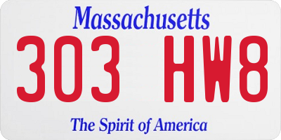 MA license plate 303HW8