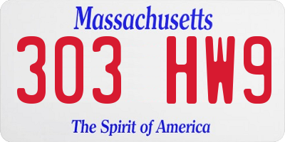 MA license plate 303HW9
