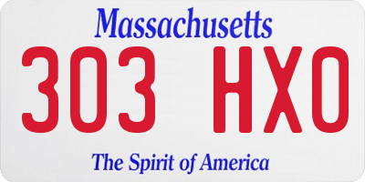 MA license plate 303HX0