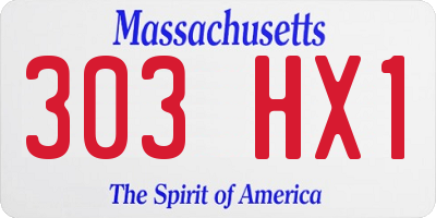 MA license plate 303HX1