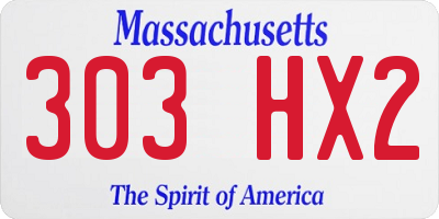 MA license plate 303HX2
