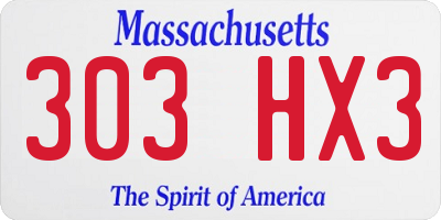 MA license plate 303HX3