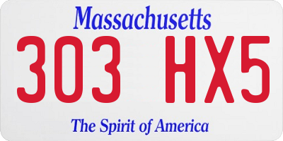 MA license plate 303HX5