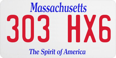 MA license plate 303HX6