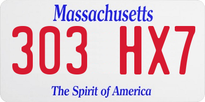 MA license plate 303HX7