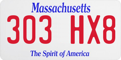 MA license plate 303HX8
