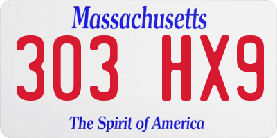 MA license plate 303HX9