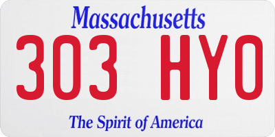 MA license plate 303HY0