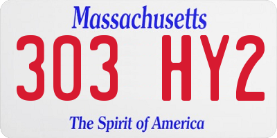 MA license plate 303HY2