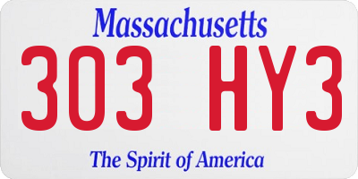 MA license plate 303HY3