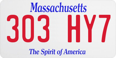 MA license plate 303HY7
