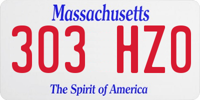 MA license plate 303HZ0