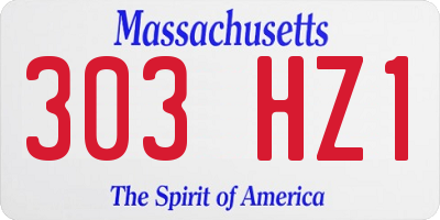 MA license plate 303HZ1
