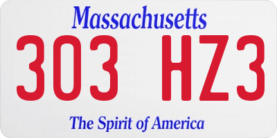 MA license plate 303HZ3