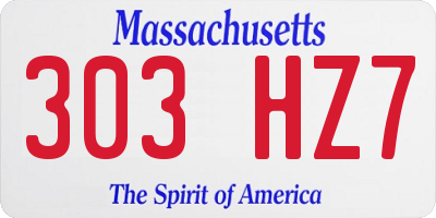 MA license plate 303HZ7